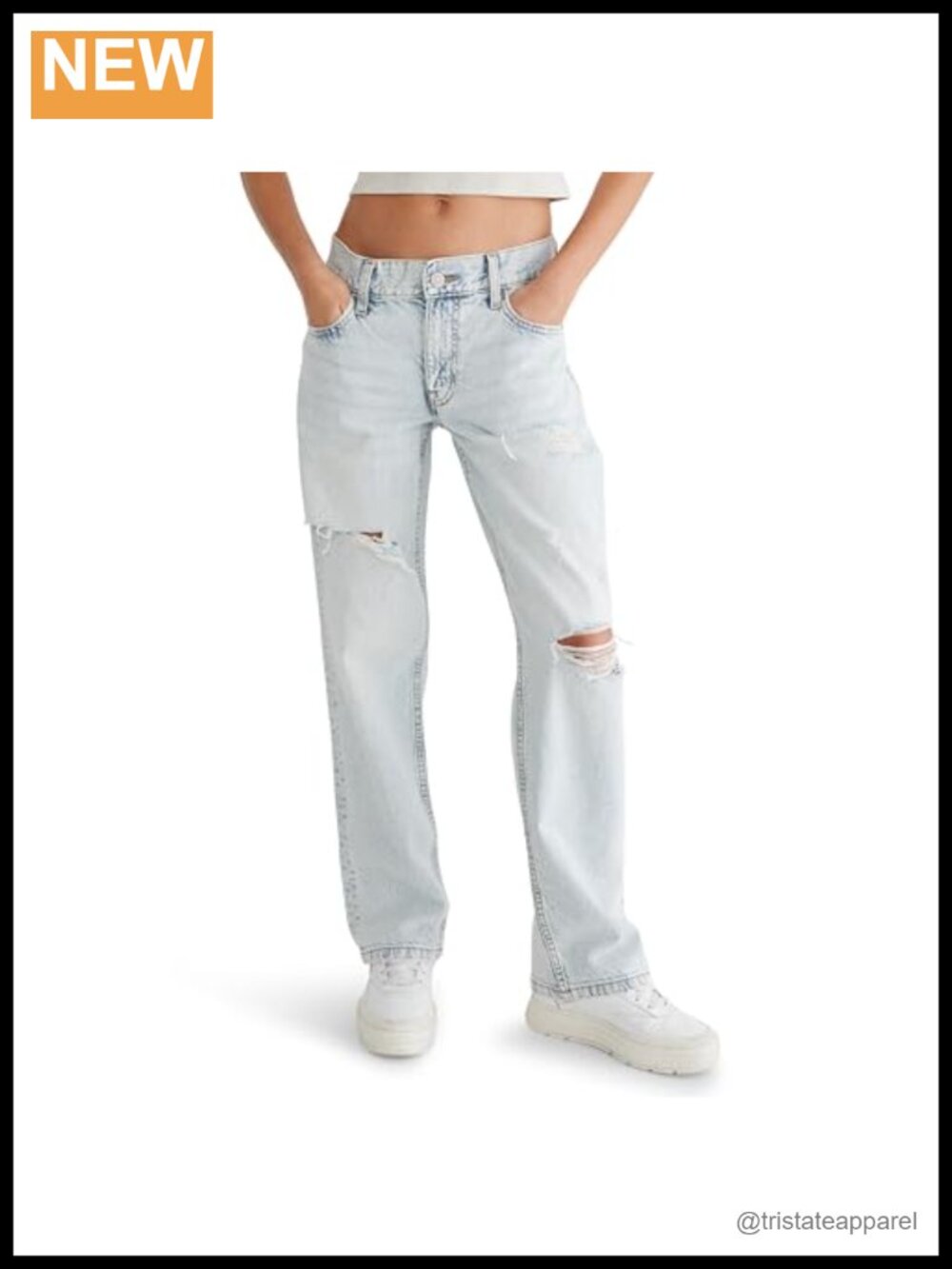 Low Rise Elastic Waist Baggy Jeans Recycled Cotton Rigid Denim